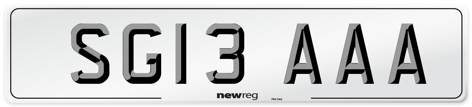SG13 AAA Number Plate from New Reg